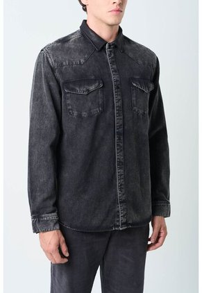 Sobrecamisa Alcor Manga Larga De Algodón Para Hombre Detalles Cuero Sobrecamisa Alcor Manga Larga De Algodón Para Hombre Detalles Cuero Negro XXL VÉLEZ