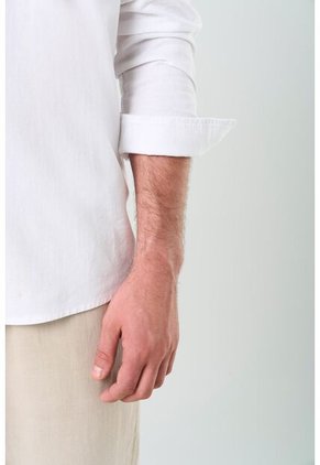 Camisa Manga Larga Para Hombre Cuello Nerú Camisa Manga Larga Para Hombre Cuello Nerú Blanco S VÉLEZ