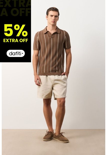 Polo Manga Corta Tejida Para Hombre Kiri Polo Manga Corta Tejida Para Hombre Kiri Tabaco L VÉLEZ