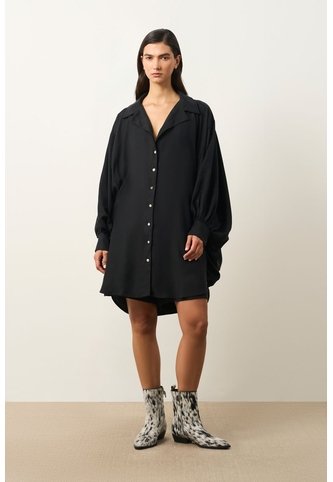 Vestido Sereno Para Mujer Manga Murciélago Vestido Sereno Para Mujer Manga Murciélago Negro 10 VÉLEZ Vélez