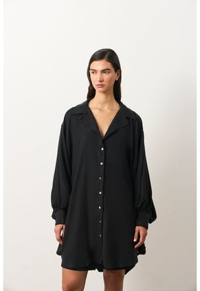 Vestido Sereno Para Mujer Manga Murciélago Vestido Sereno Para Mujer Manga Murciélago Negro 10 VÉLEZ