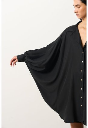 Vestido Sereno Para Mujer Manga Murciélago Vestido Sereno Para Mujer Manga Murciélago Negro 10 VÉLEZ