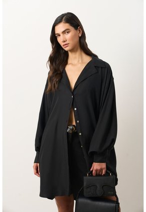 Vestido Sereno Para Mujer Manga Murciélago Vestido Sereno Para Mujer Manga Murciélago Negro 10 VÉLEZ