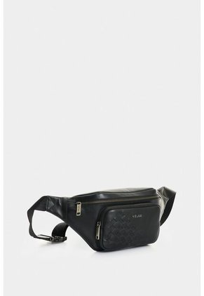 Riñonera Mini De Cuero Con Detalle Tejido Para Hombre Brunet 2.0 Riñonera Mini De Cuero Con Detalle Tejido Para Hombre Brunet 2.0 Negro VÉLEZ
