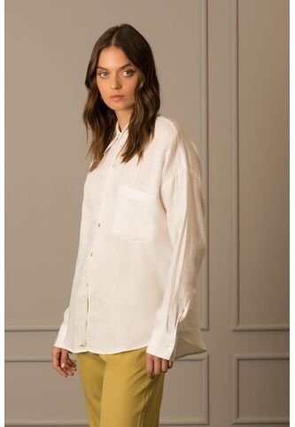 Camisa Básica De Lino Para Mujer Manga Larga Camisa Básica De Lino Para Mujer Manga Larga Blanco XS VÉLEZ Vélez