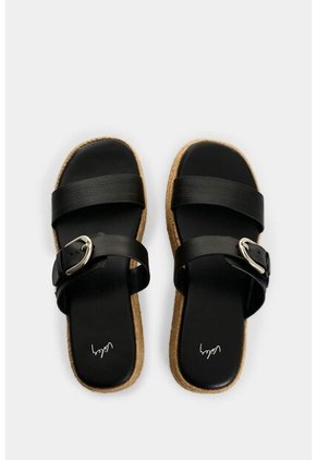 Sandalia Plataforma En Cuero Y Yute Para Mujer Ikal Sandalia Plataforma En Cuero Y Yute Para Mujer Ikal Negro 38 VÉLEZ