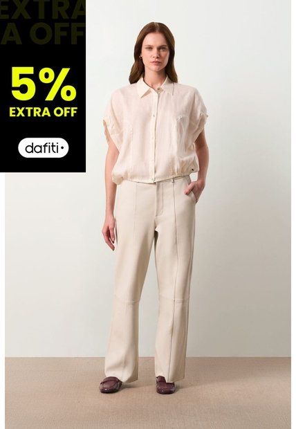 Camisa Manga Corta En Lino Para Mujer Faro Camisa Manga Corta En Lino Para Mujer Faro Crema XS VÉLEZ