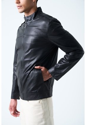 Chaqueta Bosa De Cuero Para Hombre Fit Semi Holgado Chaqueta Bosa De Cuero Para Hombre Fit Semi Holgado Negro L VÉLEZ