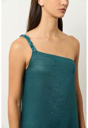 Vestido Midi Aurora En Lino Para Mujer Cargadera Trenzada Vestido Midi Aurora En Lino Para Mujer Cargadera Trenzada Azul Aguamarina 12 VÉLEZ