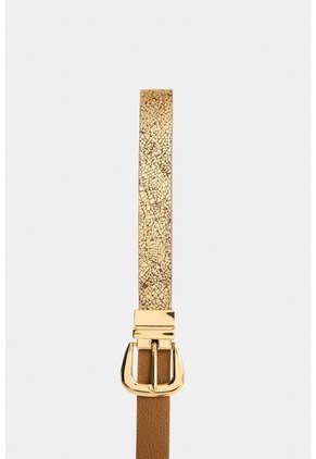 Cinturón Iskay Doble Faz En Cuero Folia Para Mujer Cinturón Iskay Doble Faz En Cuero Folia Para Mujer Dorado M VÉLEZ