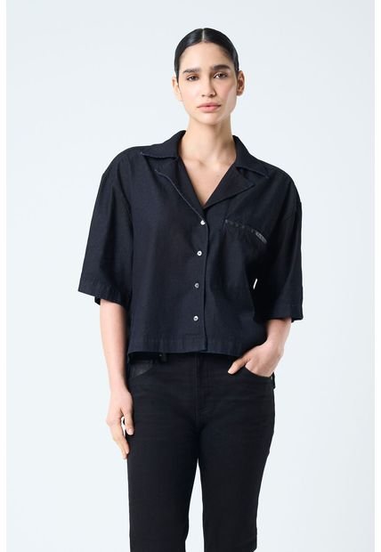 Camisa Clark Para Mujer Cropped Camisa Clark Para Mujer Cropped Azul Oscuro M Vélez