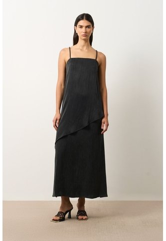 Vestido Loa Maxi Con Efecto Satinado Para Mujer Vestido Loa Maxi Con Efecto Satinado Para Mujer Negro 10 VÉLEZ Vélez