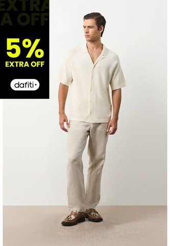 Camisa Manga Corta Tejida Para Hombre Lumbre Camisa Manga Corta Tejida Para Hombre Lumbre Crema XS VÉLEZ Vélez