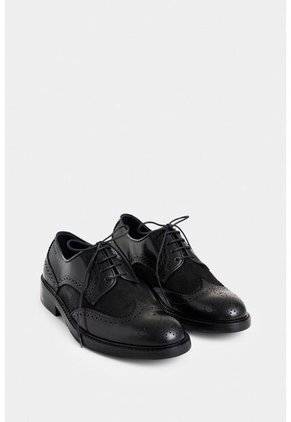 Zapatos Cordón Solar De Cuero Para Hombre Combinación De Texturas Zapatos Cordón Solar De Cuero Para Hombre Combinación De Texturas Negro 41 VÉLEZ