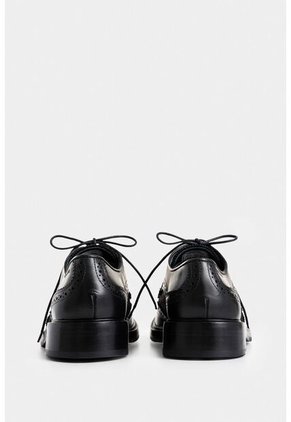 Zapatos Cordón Solar De Cuero Para Hombre Combinación De Texturas Zapatos Cordón Solar De Cuero Para Hombre Combinación De Texturas Negro 41 VÉLEZ