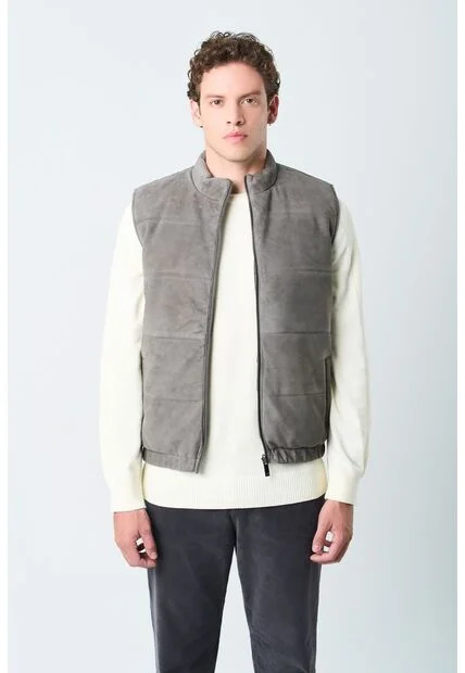 Chaleco Sika De Cuero Para Hombre Doble Faz Chaleco Sika De Cuero Para Hombre Doble Faz Gris S VÉLEZ