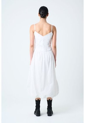 Vestido Midi Fugaz Para Mujer Silueta Globo Vestido Midi Fugaz Para Mujer Silueta Globo Blanco 10 VÉLEZ