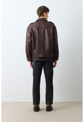 Chaqueta Bomber De Cuero Para Hombre Meridian Chaqueta Bomber De Cuero Para Hombre Meridian Cafe M VÉLEZ