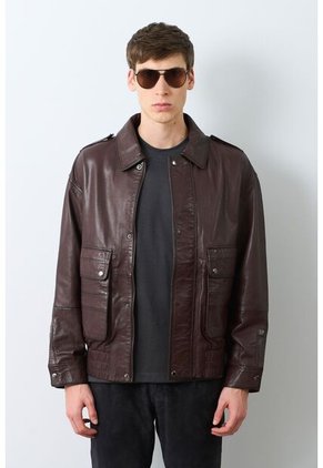 Chaqueta Bomber De Cuero Para Hombre Meridian Chaqueta Bomber De Cuero Para Hombre Meridian Cafe M VÉLEZ