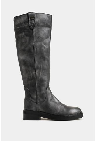 Botas Tulipan De Cuero Brush Off Para Mujer Efecto Metalizado Botas Tulipan De Cuero Brush Off Para Mujer Efecto Metalizado Gris 36 VÉLEZ Vélez