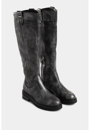 Botas Tulipan De Cuero Brush Off Para Mujer Efecto Metalizado Botas Tulipan De Cuero Brush Off Para Mujer Efecto Metalizado Gris 36 VÉLEZ