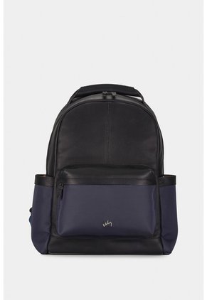 Morral San Patricio De Cuero Y Lona Para Hombre Aplique Metálico Morral San Patricio De Cuero Y Lona Para Hombre Aplique Metálico Azul Oscuro VÉLEZ