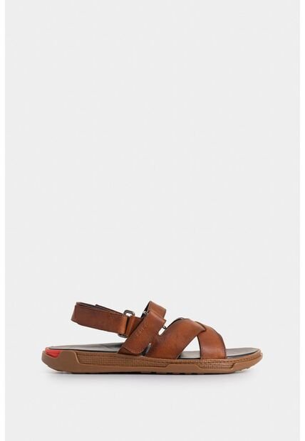 Sandalia Plana Monet De Cuero Para Hombre Capellada Cruzada Sandalia Plana Monet De Cuero Para Hombre Capellada Cruzada Miel 43 VÉLEZ