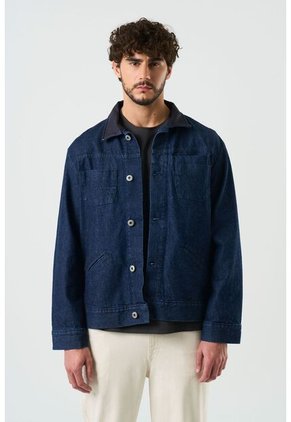 Chaqueta Lerna En Denim Y Cuero Para Hombre Silueta Trucker Chaqueta Lerna En Denim Y Cuero Para Hombre Silueta Trucker Azul Oscuro S VÉLEZ