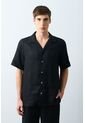 Camisa Manga Corta En Lino Para Hombre Málaga Camisa Manga Corta En Lino Para Hombre Málaga Negro M VÉLEZ de Vélez