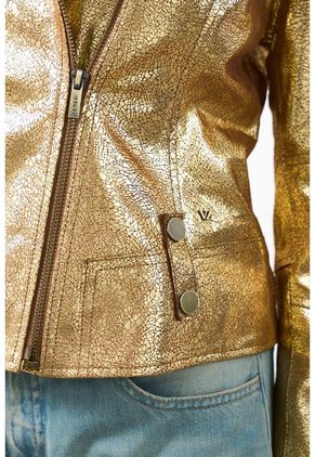 Chaqueta Biker De Cuero Folia Efecto Craquelado Para Mujer Royal Inti Chaqueta Biker De Cuero Folia Efecto Craquelado Para Mujer Royal Inti Dorado L VÉLEZ