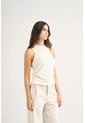 Top Tank Tejido Rectilíneo Para Mujer Manga Sisa Top Tank Tejido Rectilíneo Para Mujer Manga Sisa Crema M VÉLEZ de Vélez