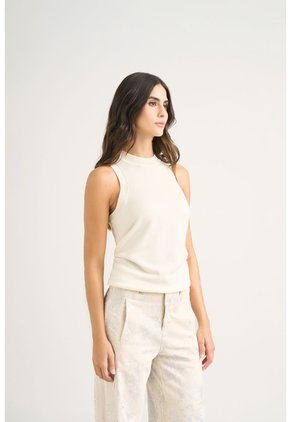 Top Tank Tejido Rectilíneo Para Mujer Manga Sisa Top Tank Tejido Rectilíneo Para Mujer Manga Sisa Crema M VÉLEZ