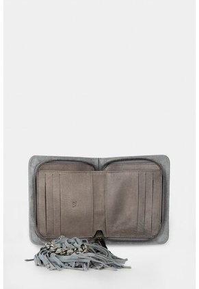 Billetera Kubor De Cuero Para Mujer Accesorio Con Flecos Billetera Kubor De Cuero Para Mujer Accesorio Con Flecos Gris Vélez