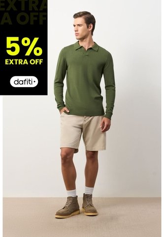Polo Manga Larga Tejida Para Hombre Canneo Polo Manga Larga Tejida Para Hombre Canneo Verde Oliva L VÉLEZ Vélez