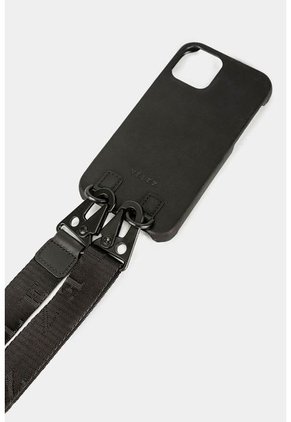 Case Iphone Bee De Cuero Para Mujer Cargadera Reata Negro