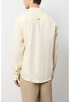 Camisa Manga Larga En Lino Para Hombre Silueta Semi Ajustada Camisa Manga Larga En Lino Para Hombre Silueta Semi Ajustada Amarillo XXL VÉLEZ