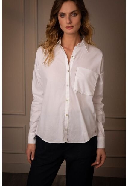 Camisa Basic Para Mujer Popelina Manga Larga Blanco Camisa Basic Para Mujer Popelina Manga Larga Blanco VÉLEZ
