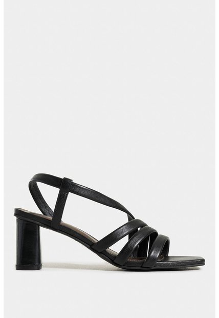 Sandalia Tacón Gobi De Cuero Liso Para Mujer Straps Sandalia Tacón Gobi De Cuero Liso Para Mujer Straps Negro 39 VÉLEZ