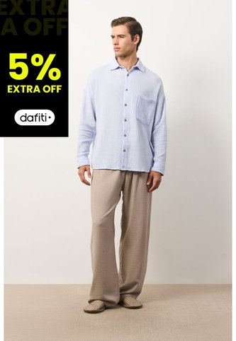 Camisa Manga Larga De Lino Para Hombre Siloli Camisa Manga Larga De Lino Para Hombre Siloli Azul Claro XS VÉLEZ Vélez