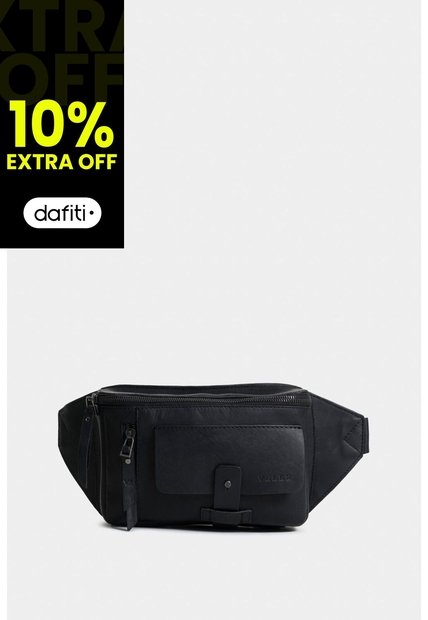Riñonera Casual  Tacubade Cuero Vintage Negro Riñonera Casual  Tacubade Cuero Vintage Negro VÉLEZ