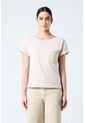 Camiseta Manga Corta Para Mujer Bolsillo Cuero Camiseta Manga Corta Para Mujer Bolsillo Cuero Arena S VÉLEZ de Vélez