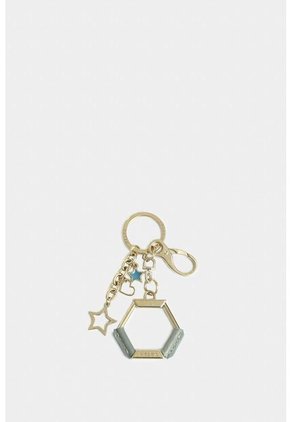 Llavero Hexagonal Zamak Y Cuero Para Mujer Charms Resina Llavero Hexagonal Zamak Y Cuero Para Mujer Charms Resina Agua Marina VÉLEZ