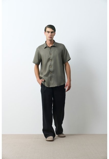 Camisa En Lino Manga Corta Siena Para Hombre Camisa En Lino Manga Corta Siena Para Hombre Verde L VÉLEZ