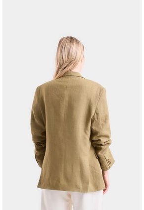 Blazer Aurora En Lino Para Mujer Fit Holgado Blazer Aurora En Lino Para Mujer Fit Holgado Verde Oliva M Vélez