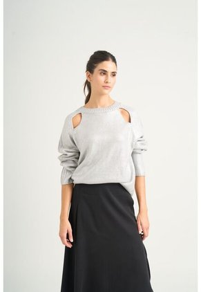 Sweater Star En Tejido Rectilíneo Para Mujer Efecto Metalizado Sweater Star En Tejido Rectilíneo Para Mujer Efecto Metalizado Gris L VÉLEZ