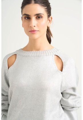 Sweater Star En Tejido Rectilíneo Para Mujer Efecto Metalizado Sweater Star En Tejido Rectilíneo Para Mujer Efecto Metalizado Gris L VÉLEZ