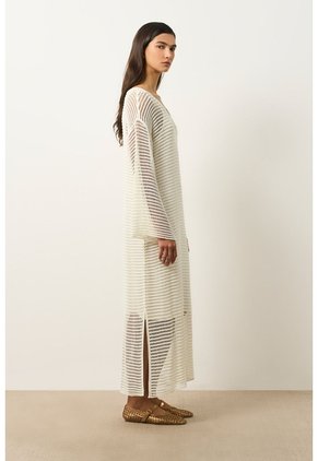 Vestido Maxi Tejido Ica Para Mujer Vestido Maxi Tejido Ica Para Mujer Crema 10 VÉLEZ