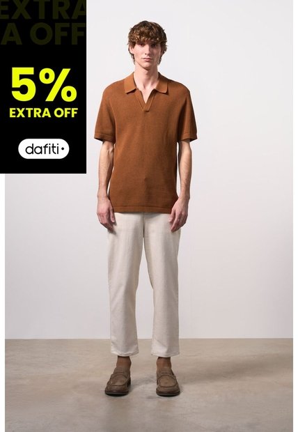 Polo Manga Corta Tejida Para Hombre Dunas Polo Manga Corta Tejida Para Hombre Dunas Miel XL VÉLEZ