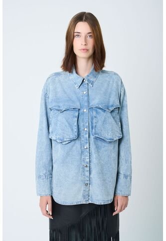 Camisa Perseus Para Mujer Oversized Camisa Perseus Para Mujer Oversized Azul Claro M VÉLEZ Vélez
