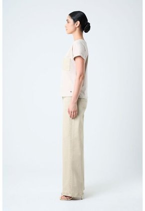 Camiseta Manga Corta Para Mujer Bolsillo Cuero Camiseta Manga Corta Para Mujer Bolsillo Cuero Arena L VÉLEZ